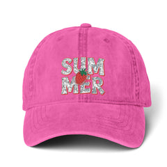 Women's SUMMER STRAWBERRY Pigment-Dyed Cap with Fashion Undervisor (Embroidery)