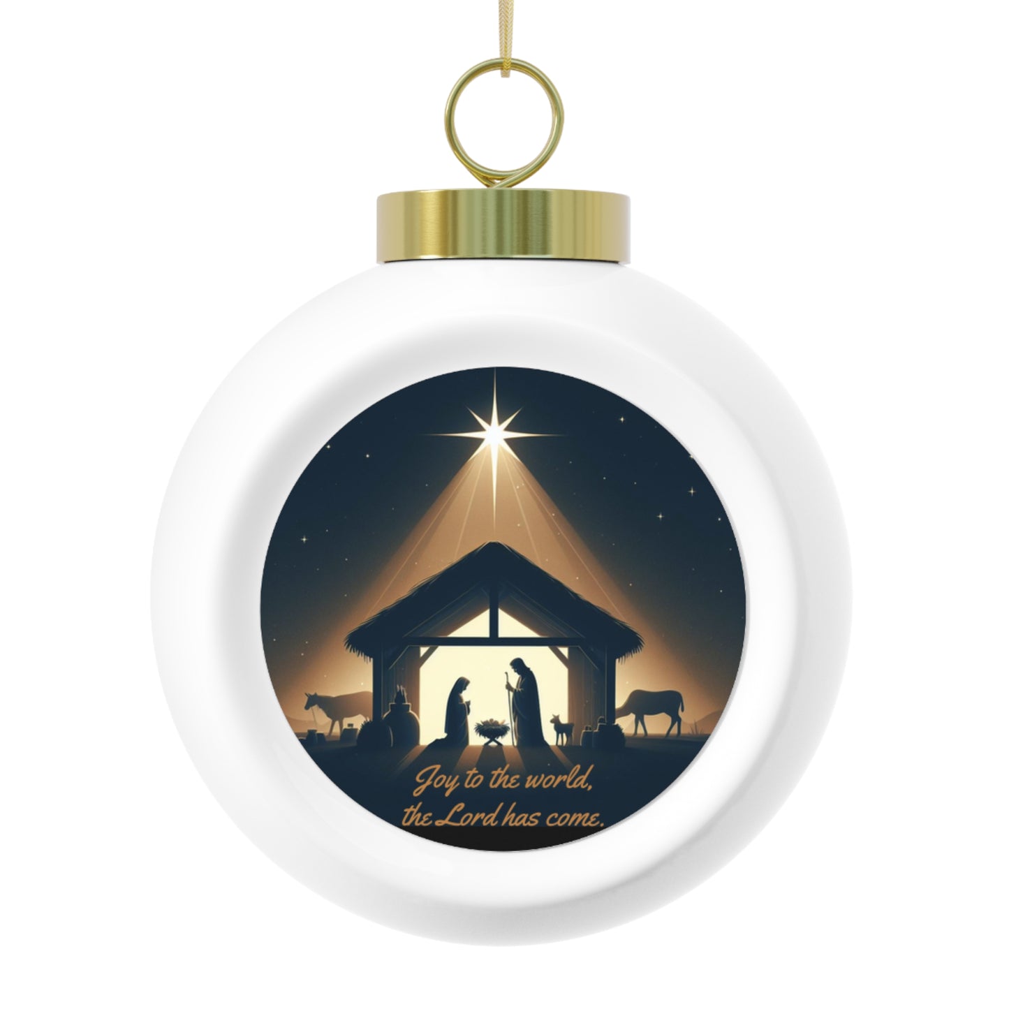 Joy to the world, the Lord has come Nativity Scene - Personalized Christmas Ball Ornament