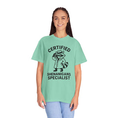 Certified Shenanigans Specialist T-shirt, Funny Tee, Unique Gift for Raccoon Lovers, Casual Wear, Birthday, Party Shirt