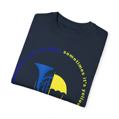 Blue French Horn and Yellow Umbrella Unisex T-shirt - HIMYM Fan Apparel