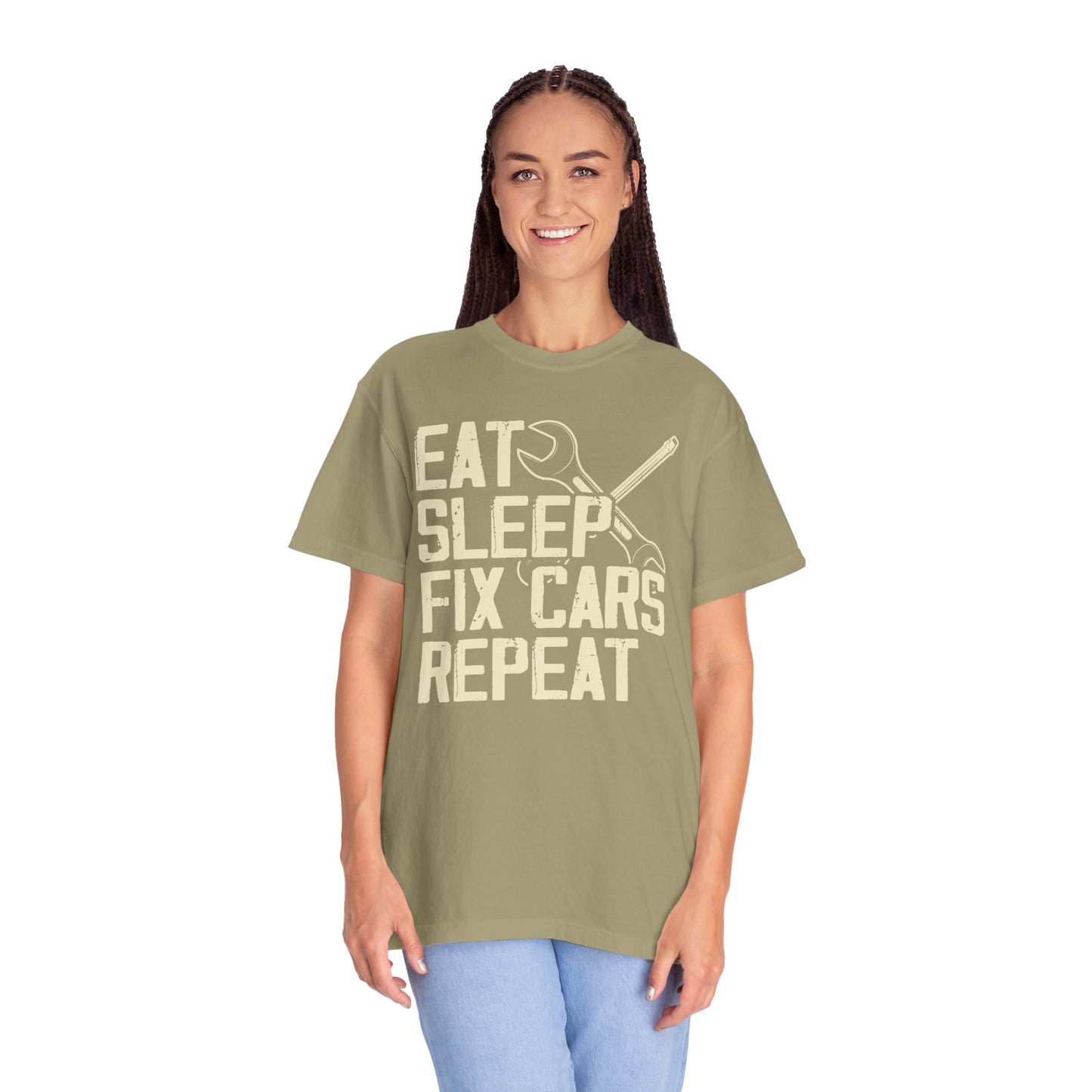 Eat Sleep Fix Cars Repeat, Comfort Colors Unisex Relaxed Fit T Shirt