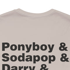 The Outsiders Shirt, Front and Back Images, Greasers Characters Shirt, Unisex Jersey Short Sleeve Tee