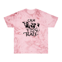 Calm Your Teats Cow Graphic Unisex Color Blast T-Shirt