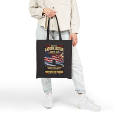 Tote Bag — USS Andrew Jackson SSBN-619 Patriotic Submarine Canvas Tote ("One Man With Courage Makes A Majority")