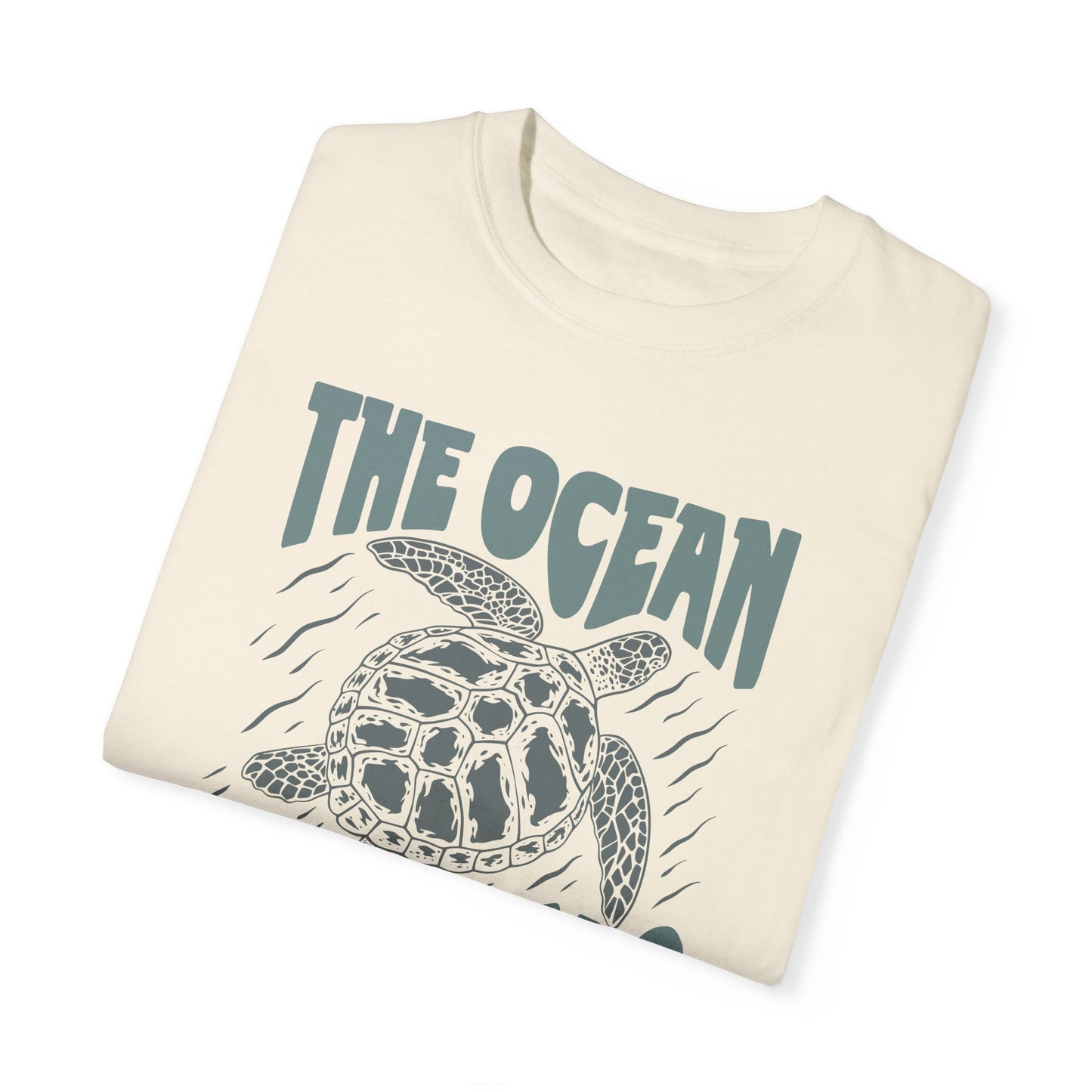 Sea Turtle, The Ocean Is Calling -  Graphic Unisex Garment-Dyed T-shirt