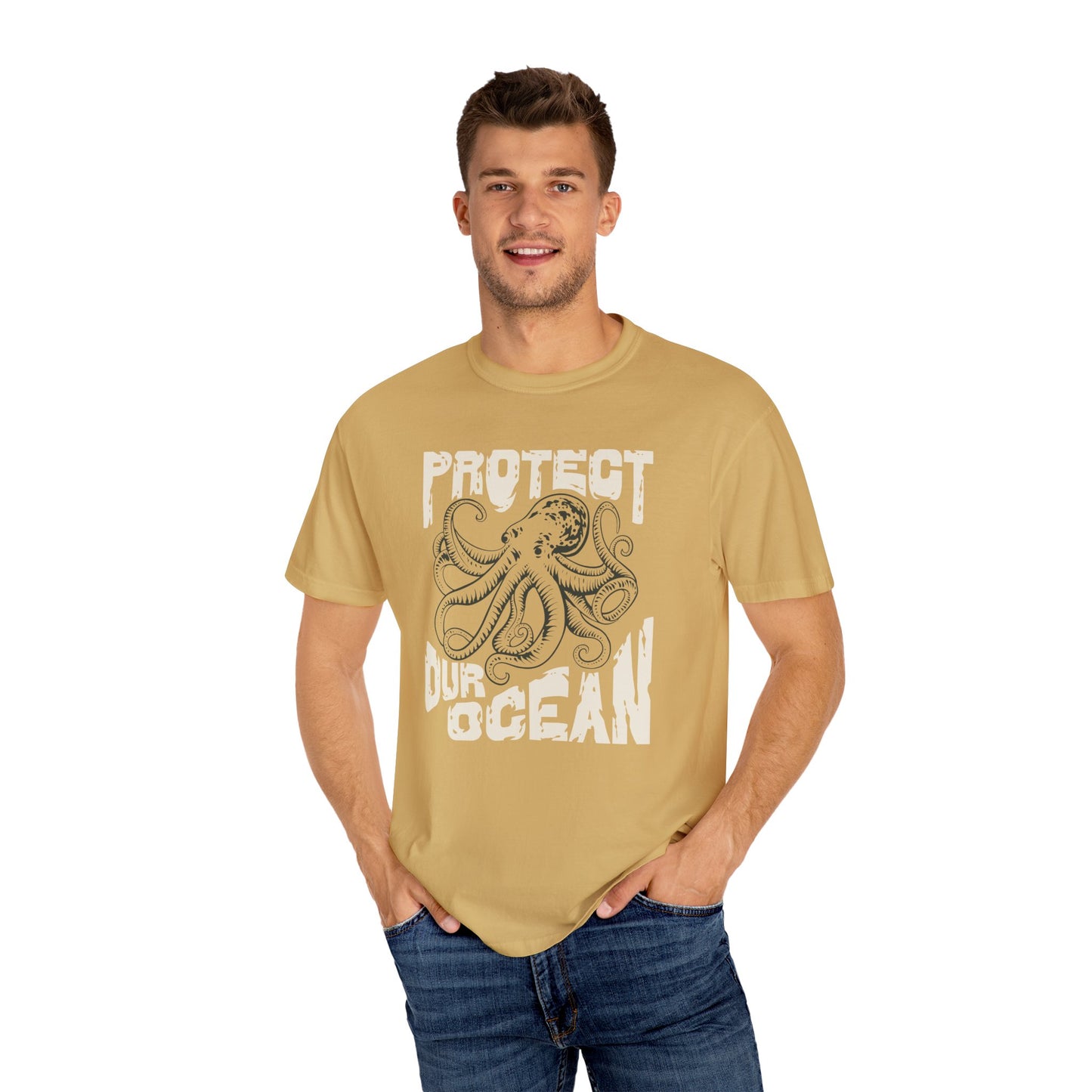 Octopus, Protect Our Ocean -  Graphic Unisex Garment-Dyed T-shirt