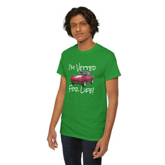 Red Corvette Summer Unisex Tee - I'm Vetted For Life Front and Back Image T Shirt