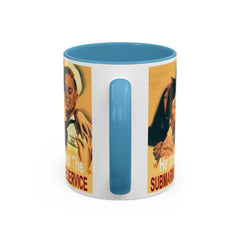 Mug - Vintage He Joined The Submarine Service Unique Tri Panel Image Accent Coffee Mug (11, 15oz)