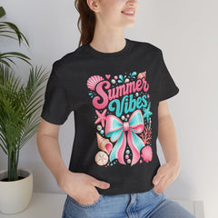 Summer Vibes Tee — Pastel Seashell Bow Beach T-Shirt