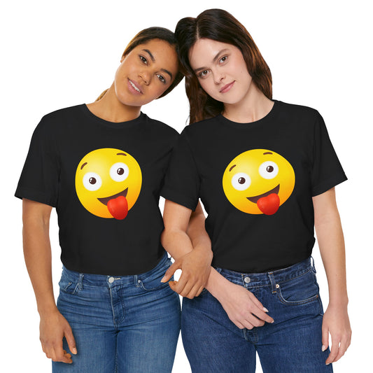 Emoji With Silly Tongue Out - Graphic Unisex Jersey Short Sleeve Tee