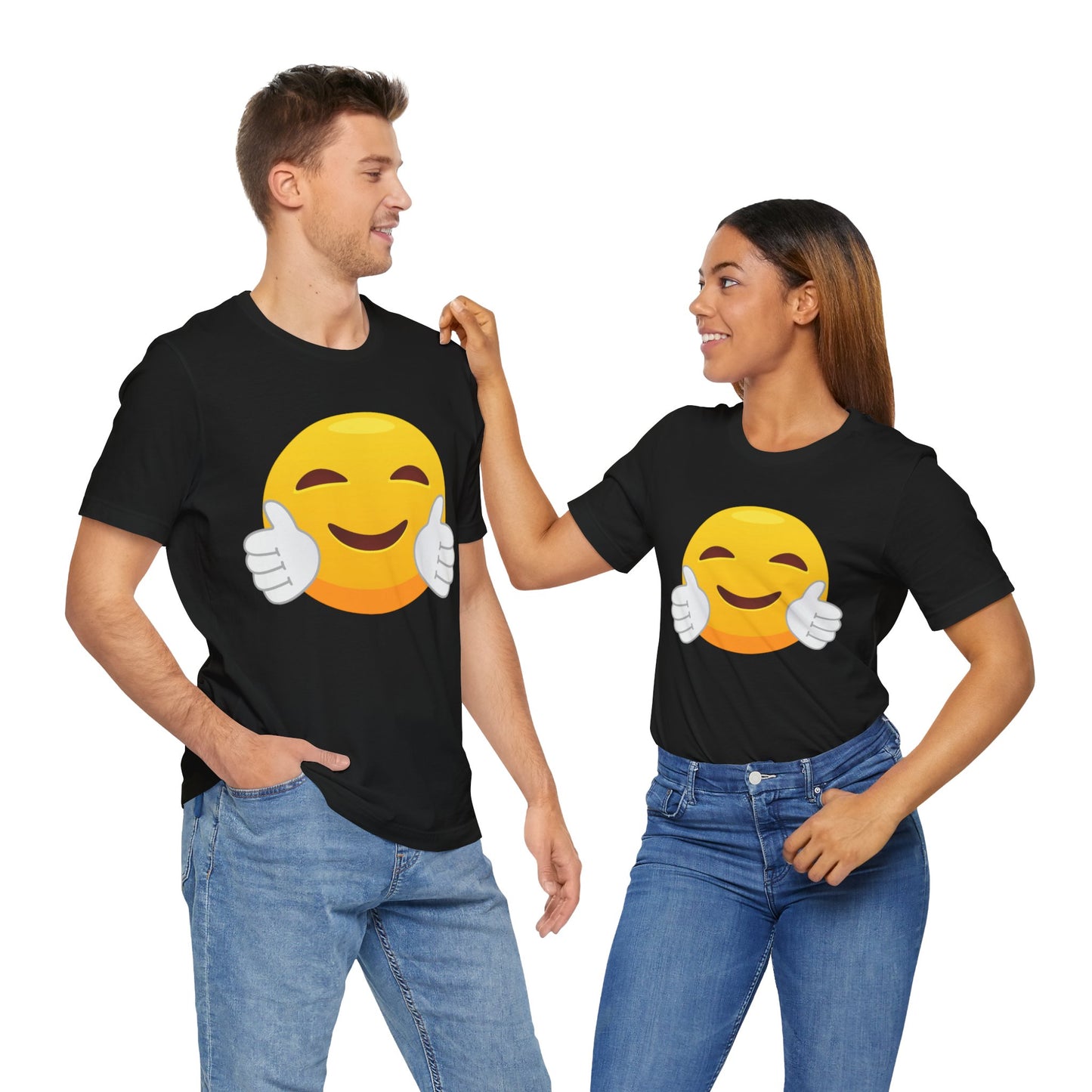 Emoji With White Gloved Hug - Graphic Unisex Jersey Short Sleeve Tee