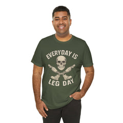 Fitness Tee | Leg Amputee Funny Skull, Everyday Leg Day Gym Shirt, Workout Top