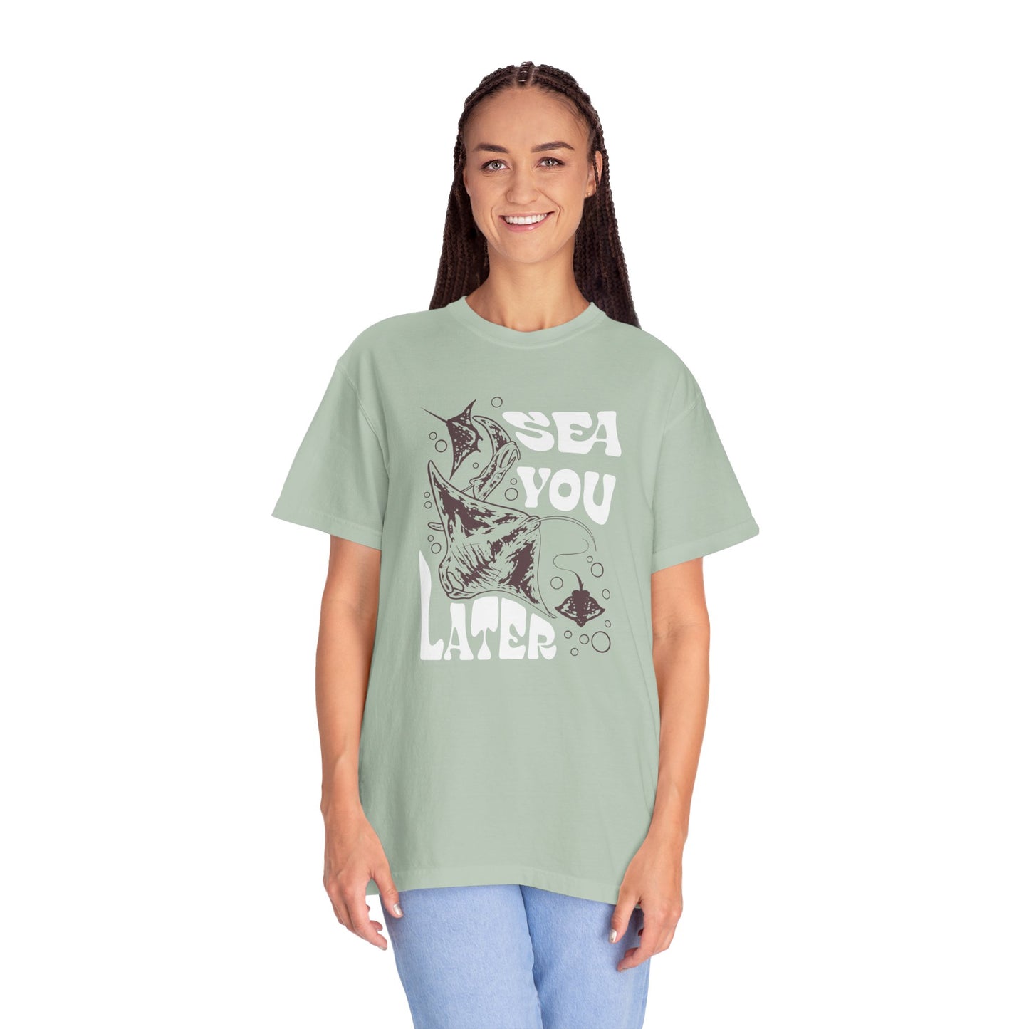 Manta Rays, Sea You Later -  Graphic Unisex Garment-Dyed T-shirt