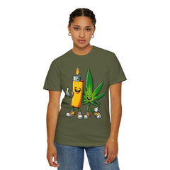 Vintage 'Lighter & Weed' Graphic T-Shirt — Relaxed Stoner/Cannabis Tee