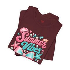 Summer Vibes Tee — Pastel Seashell Bow Beach T-Shirt
