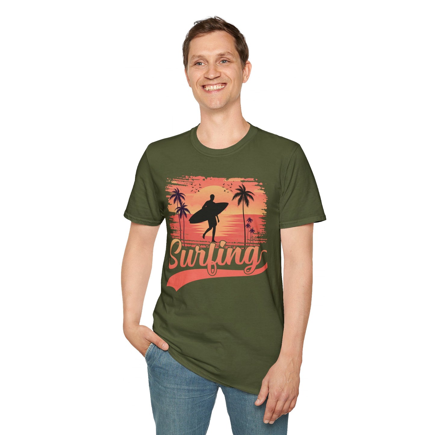 Surfing Unisex Softstyle Graphic T-Shirt