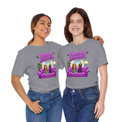 Personalized Treat Dealer T-Shirt — Funny Pet Lover Tee with Girl and Dog on Purple Couch