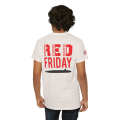 SUBMARINER RED Friday T Shirt with Fouled Anchor, American Flag, FBM / Boomer Silhouette. Remember Everyone Deployed, Dolphins