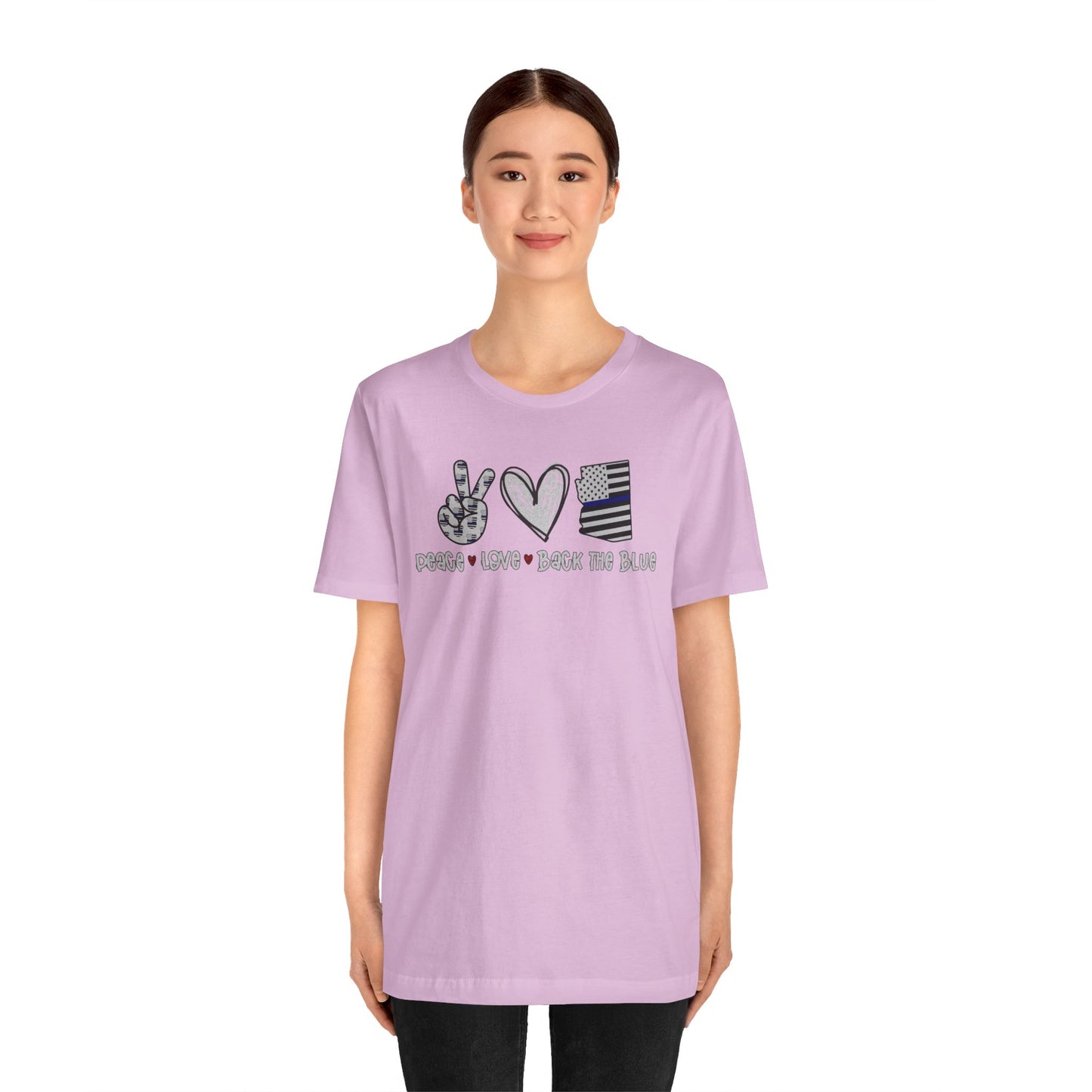 Peace Love Back The Blue in Arizona, Graphic Unisex Short Sleeve Tee