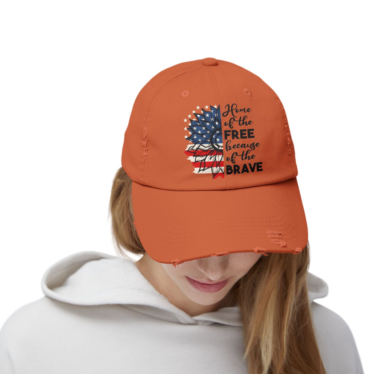 Land Of The Free, Home Of The Brave  - Unisex Distressed Cap