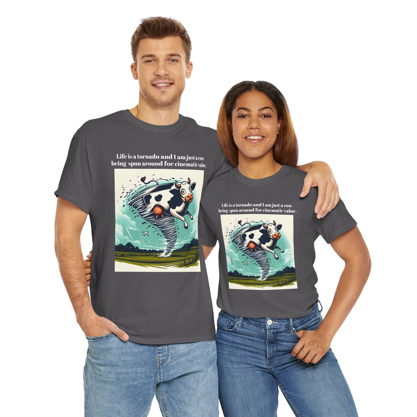 Funny Cow Caught In Tornado Unisex Tee