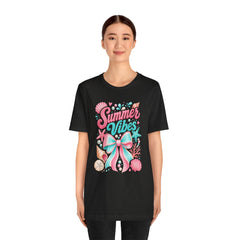 Summer Vibes Tee — Pastel Seashell Bow Beach T-Shirt