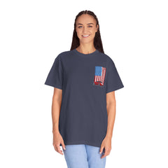 Patriotic Car Graphic Unisex T-Shirt - Vintage American Flag Design