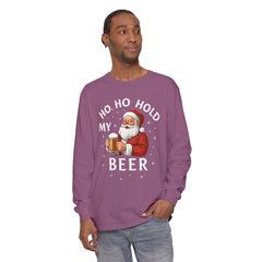 Festive Santa Claus Long Sleeve T-Shirt - "Ho Ho Hold My Beer"