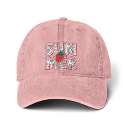 Women's SUMMER STRAWBERRY Pigment-Dyed Cap with Fashion Undervisor (Embroidery)