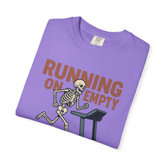 Funny Skeleton Running T-Shirt, Gift for Fitness Lovers, Halloween Tee, Gym Humor Shirt, Quirky Workout Apparel