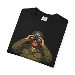 Graphic T-Shirt — Vintage WWII General George Patton Binoculars Design with "Rommel You Magnificent Bastard" Text