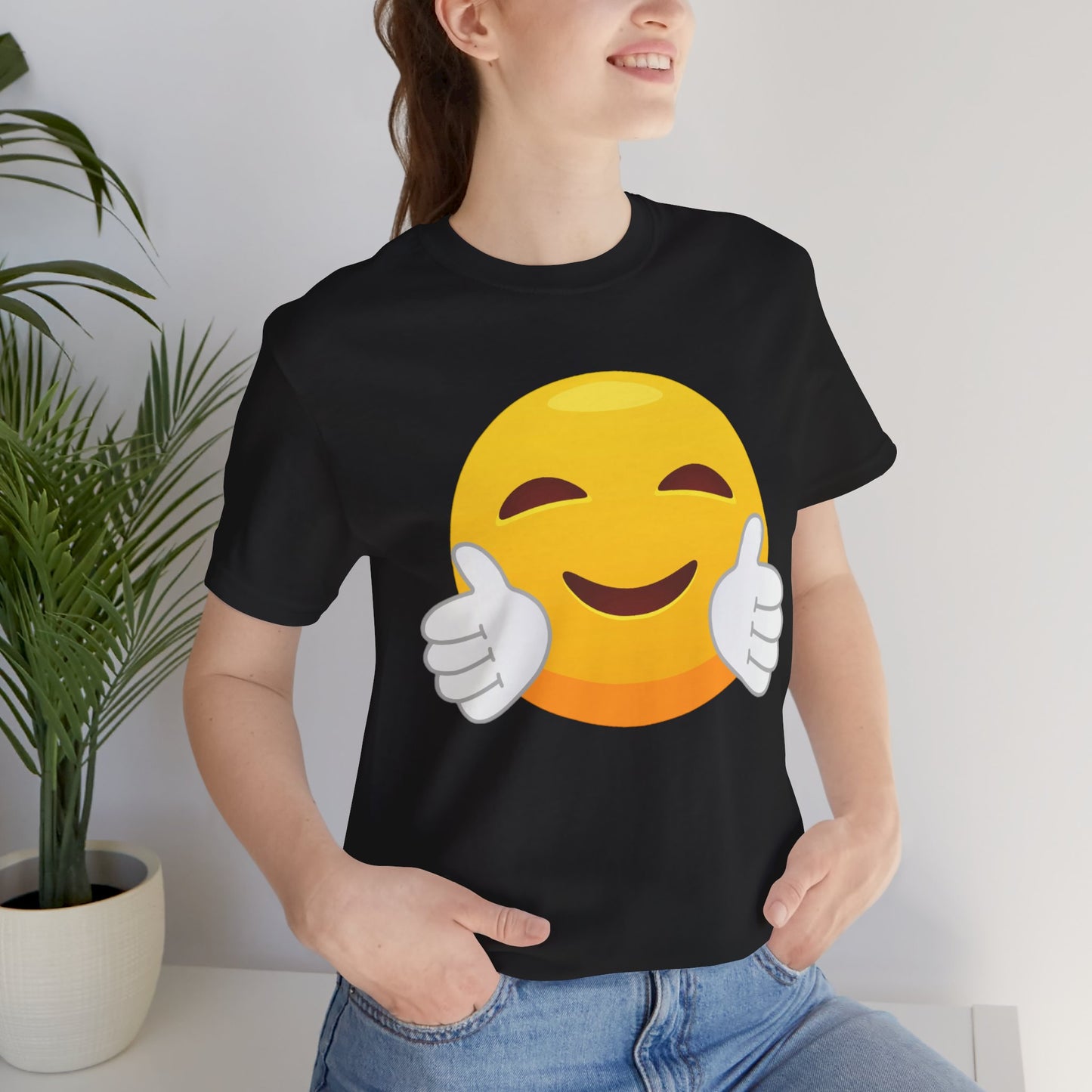 Emoji With White Gloved Hug - Graphic Unisex Jersey Short Sleeve Tee