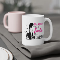 Wednesday Addams - Ceramic Mugs (11oz\15oz\20oz) | Pop Culture | Addams Family | Barbie | Gift For Her | Gothic Style Mug | Creepy Comedy
