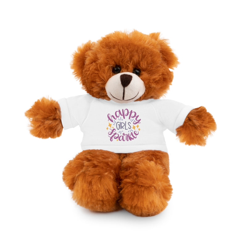 Stuffed Animals with T Shirt, Girl Quote, Support Wildlife, Happy Girls Sparkle, gift for her, Birthday Gift, Everyday gift, animal lover gift, nature lover gift