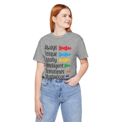 Autism - Always Unique Totally Intelligent Sometimes Mysterious Unisex Softstyle T-Shirt