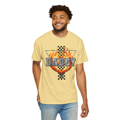 GO DADDY graphic, Comfort Colors 1717, unisex garment-dyed t-shirt, retro graphic tee, gift for him, Birthday gift tee, Vintage checkered graphic tee, Flames Tee, Fathers Day Shirt