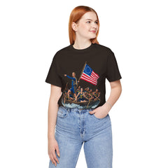 Historical Fever Patriot T‑Shirt — Revolutionary Flag Rowboat Design