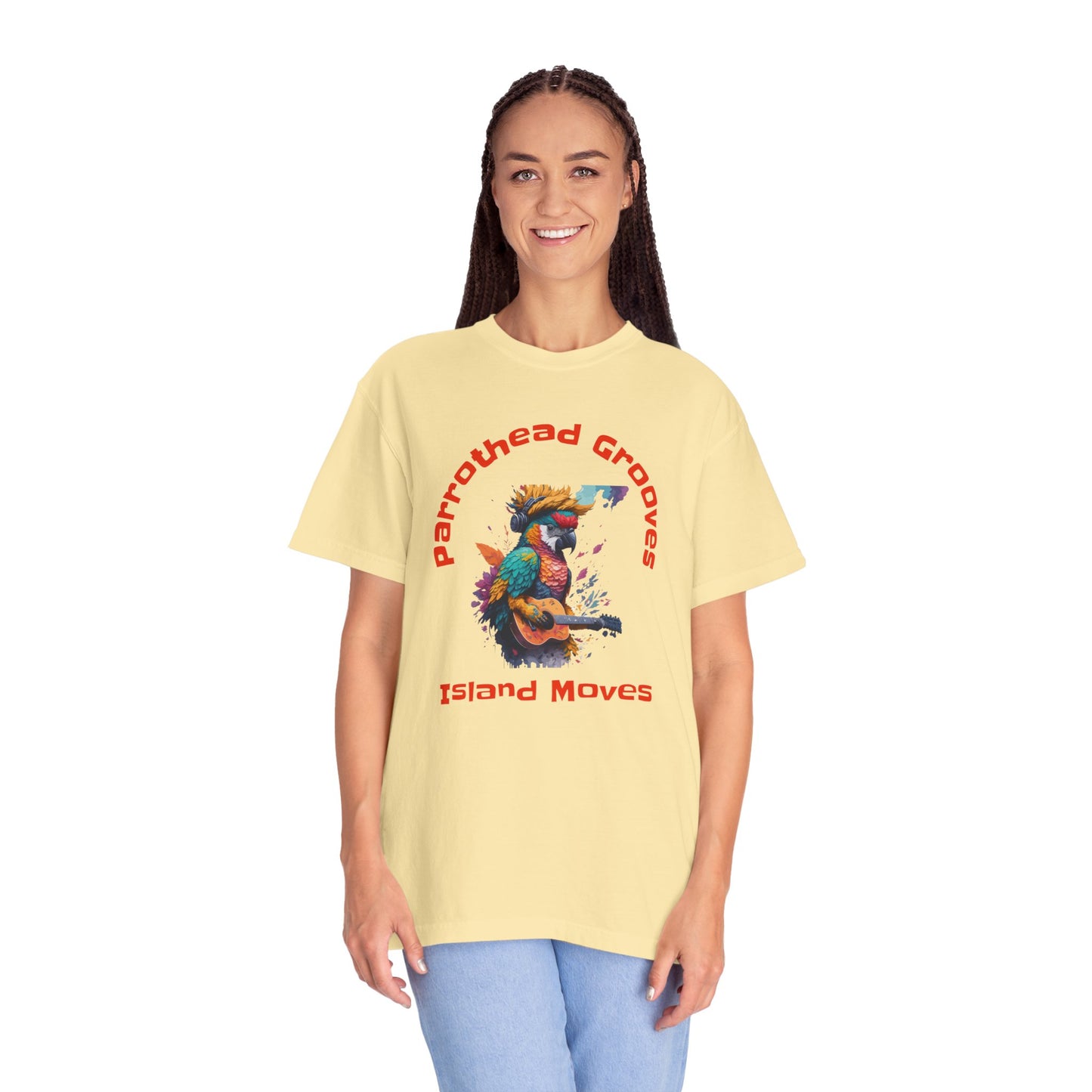 Parrothead Grooves, Island Moves - Unisex Garment-Dyed T-shirt