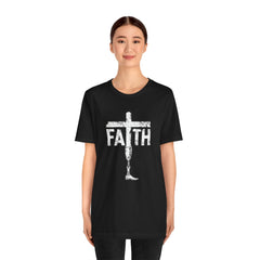 Faith Cross Prosthetic Leg T‑Shirt — Amputee Inspirational Christian Tee