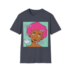 HOT Pink Cotton Candy Haired Pop Art Lady Unisex Softstyle T-Shirt