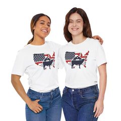 Red White and Blue Farmer Graphic, Unisex Jersey Short Sleeve Tee