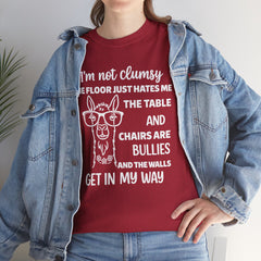 Clumsy Funny Llama Graphic Tee | Unisex Heavy Cotton Tee | Great Gift for Animal Lovers, Birthdays, Casual Wear, Humorous Gifts, Everyday Style