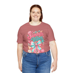 Summer Vibes Tee — Pastel Seashell Bow Beach T-Shirt