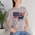 Red White and Blue Farmer Graphic, Unisex Jersey Short Sleeve Tee