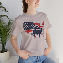Red White and Blue Farmer Graphic, Unisex Jersey Short Sleeve Tee