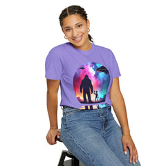 Bigfoot & Alien Nightscape T-Shirt — Sasquatch UFO Graphic Tee