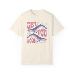 Whales, Sea You Soon -  Graphic Unisex Garment-Dyed T-shirt