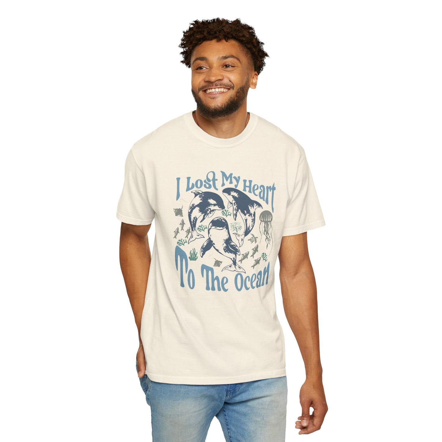 Sea Creatures, I Lost My Heart To The Ocean -  Graphic Unisex Garment-Dyed T-shirt