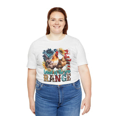 Land Of The Free RANGE Chicken Graphic, Unisex Jersey Short Sleeve Tee