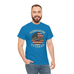 Submarine Veteran American Flag Tee | Unisex Heavy Cotton T-Shirt, Military Apparel, Veteran Gift, Patriotic Top, Casual Wear